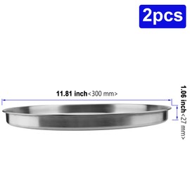PUCSIQ 2 Pieces Round Pizza Mould 30 cm Stainless Steel Pizza Baking Tray Round Tray Pizza Cooking Pan for Camping Events Picnics Family Reunions