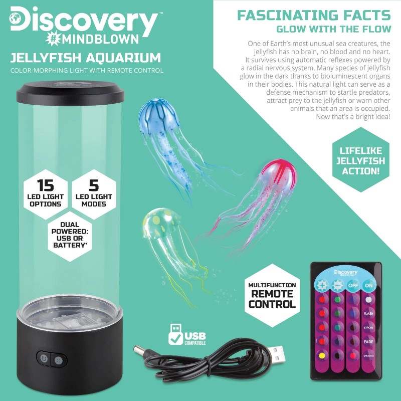 Discovery Kids 15 Lighting Options LED Jellyfish Aquarium Lamp with