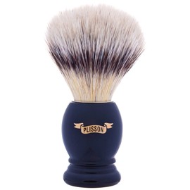 Plissson Classic Shaving Brush with Black Handle and White Fibre