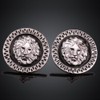 Yellow Gold Plated Black Round Earrings Stud Push Back Lion