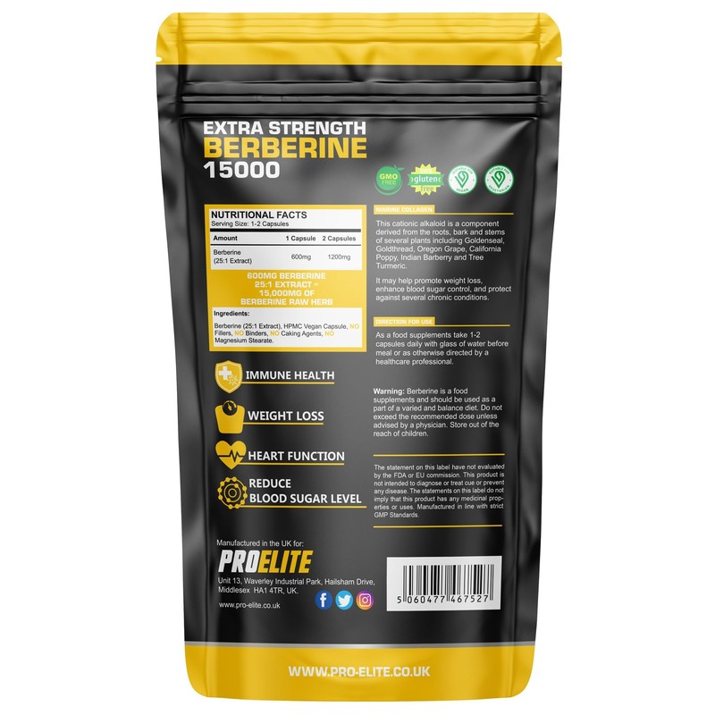 Berberine 15000mg 60 Capsules - High Potency Vegan Supplement |