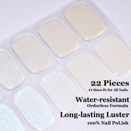 LIFOOST Semi Cured Gel Nail Strips - Works with Any Nail Lamps, Salon-Quality, Long Lasting, Easy to Apply & Remove - Includes 1 Prep Pads, Nail File & Wooden Stick (Aurora Blue)