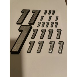 Unbranded Chrome Silver  w/ Black  #1’s  Racing #'s Vinyl Decals 1/10-1/12 Defective Box L