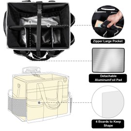 Large Rolling Cleaning Caddy Bag, Cleaning Caddy with Wheels with Detachable Trolley for Housekeepers, Water Resistant Cleaner Supplies Organizer with Wheels for Kitchen, Car, Picnic (Black-Grey)