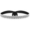 Bridal Rhinestone Silver Belt Crystal Tie Belt Sash Women, black,