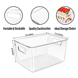 CONTROL KITCHEN Clear Plastic Storage Bins, Pantry Organizers and Storage or Kitchen Organization and Storage Containers Bins for Organizing, Fridge, Freezer, Bathroom, Pantries, Refrigerator, Cabinet Organizer Bin