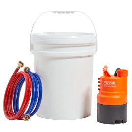 Tankless Water Heater Flushing Kit 5 Gal Pail 2 Hoses Descaling Powder Wrench Adapter Manual PumpBucket Capacity: 5 gal, Quantity: 5-Piece Set