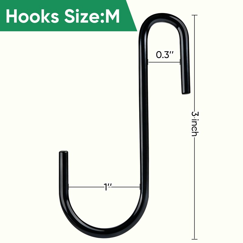 ESFUN 24 Pack 3 inch Heavy Duty S Hooks Pan