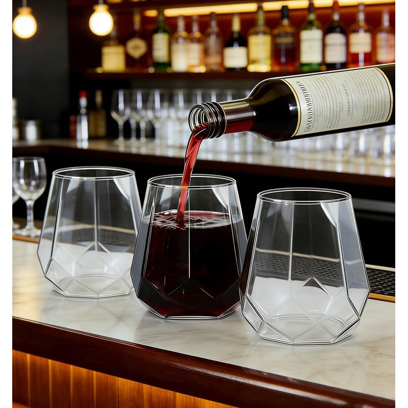 ROIMEE VONT 12oz Plastic Wine Glasses,40 Pack Stemless Clear Plastic
