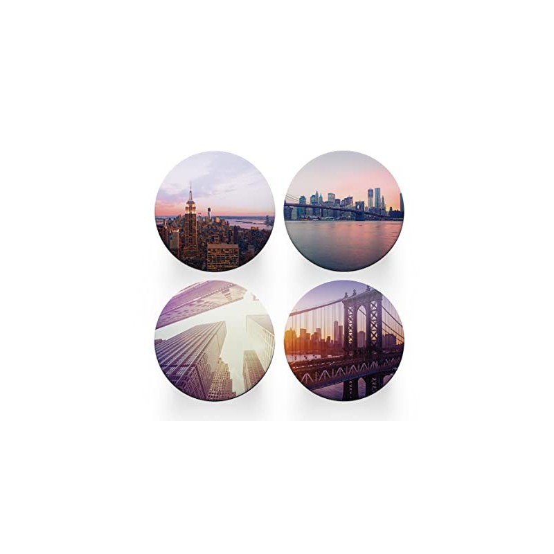 4 x Round New York Coasters - Sunset America USA