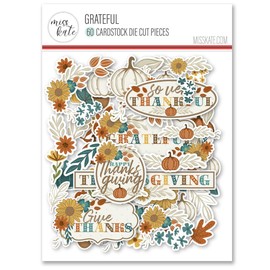 Paper Die Cuts - Grateful - for Thanksgiving Fall Autumn Turkey Day - Over 60 Cardstock Scrapbook Die Cuts - Scrapbooking Scrapbook Card Making Paper Crafting DIY Ephemera - by Miss Kate Cuttables