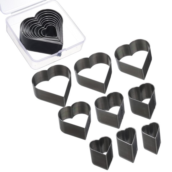sourcing map Leather Heart Shape Punch Cutter Set 9 Sizes