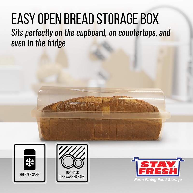 Kitchen Discovery Plastic Bread Box Container Preserve Bread Up To
