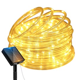 btfarm Solar Rope Lights, 120LED 46FT Solar String Lights Outdoor Waterproof, 8 Lighting Modes Solar Powered Strip Trampoline Light for Outside Garden Tree Christmas Yard Patio Decor, Warm White