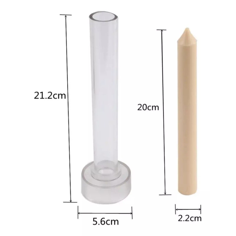 Molde Cilíndrico De Acrílico Con Punta Aguja 2.2x20 Cm Velas