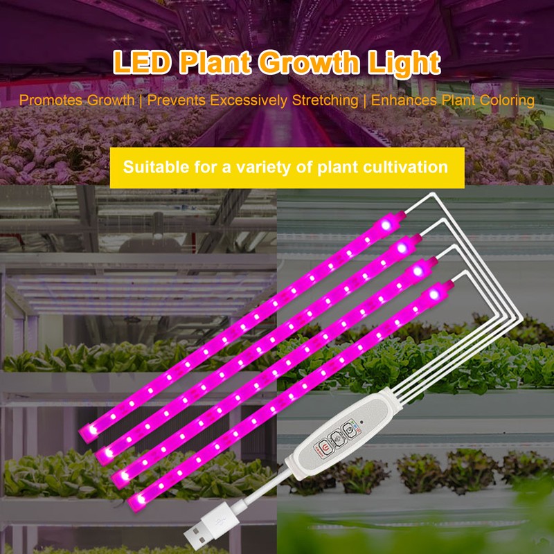 LED Growth Light Strips for Indoor Plants Pink-purple LEDs Grow