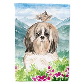 Caroline's Treasures CK2521GF Mountain Flowers Shih Tzu Garden Flag Mailbox Flag Decorative Yard Flag Banner Outside Patio Artwork Yard Flower Beds, Garden Size, Multicolor