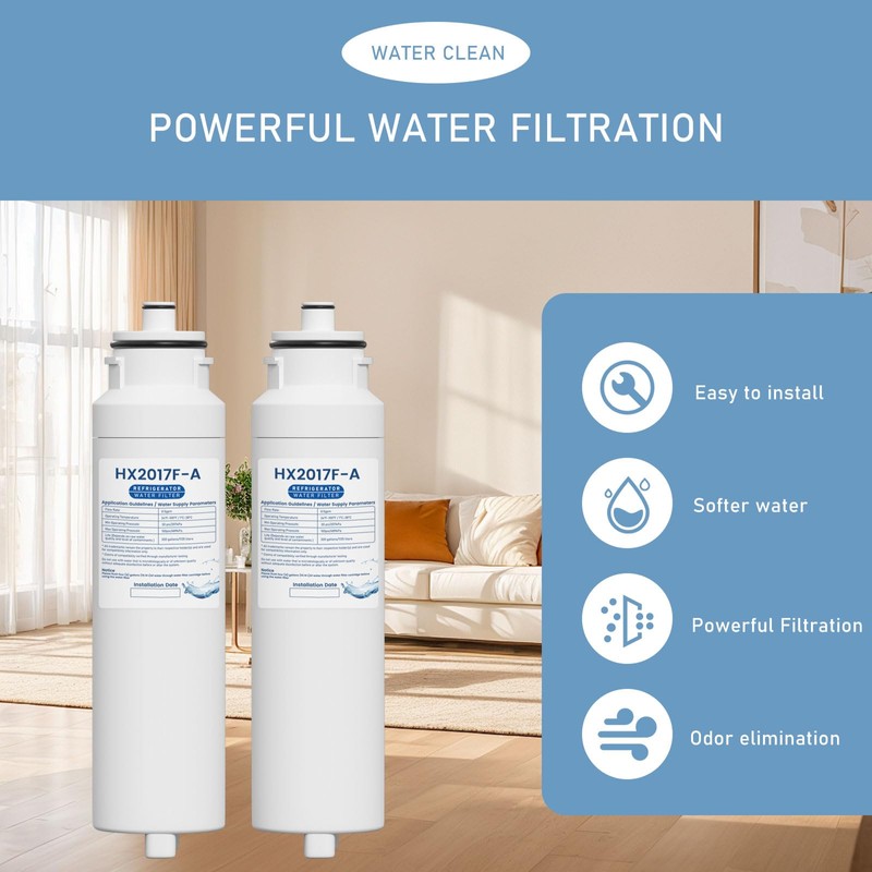 HX2017FR-A Water Filter Cartridge Compatible with Hisense HRF266N6CSE1, HRF266N6CSE, HRF209N6CSE,