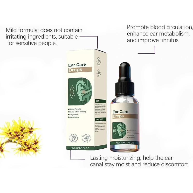 Natural Ear Care Drops for Tinnitus Relief, Gentle Formula with