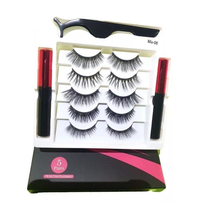 OEM Kit Pestañas Magneticas 5 Par Estilo Natural 2 Delineadores