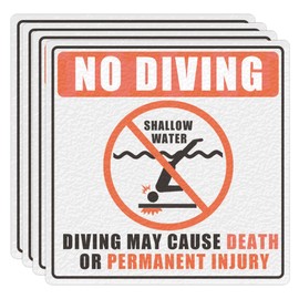 6x6 inch Swimming No Diving Shallow Water Pool Warning Stickers 3 FT 4FT 5FT 6FT Pool Depth Number Markers Sign Labels Non-Slip Adhesive Pool Safety Marker Decor (Color1)