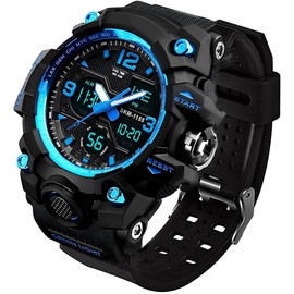 LYMFHCH Men's Analog Sports Watch, LED Military Digital Watch Electronic Stopwatch Large Dual Dial Time Outdoor Army Wrist Watch Tactical
