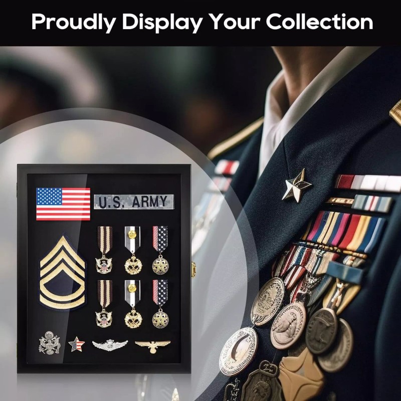 11x14 Pin Display Case for Military Badges, Medals, Patches &