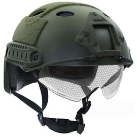 HANSTRONG GEAR Airsoft Tactical Military Style SWAT Combat PJ Type Fast Helmet with Goggles for CQB Shooting Paintball(OD)