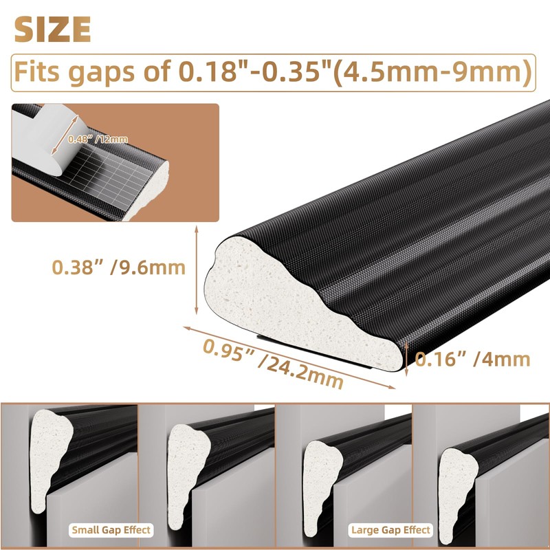 Kneelisa 2Pcs×196” Wedge-Shape Foam Window Weather Stripping Door Seal