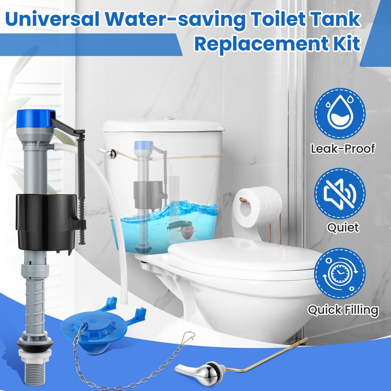 Saillong Universal Toilet Flusher Replacement Kit, Fill Valve, 2-Inch Flapper,
