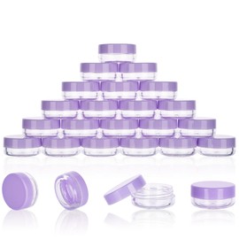 3 Gram Sample Containers with Lids, 25 Count Tiny Sample Jars, Empty Lip Balm Containers, Mini Cosmetic Containers with Lids, Makeup Travel Containers with Labels, Mini Disposable Spatulas