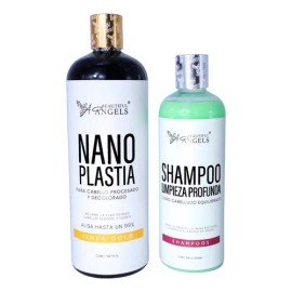 Kit Nanoplastia Gold 1l, Shampoo Limpieza Profunda 500 Ml                                                                                             