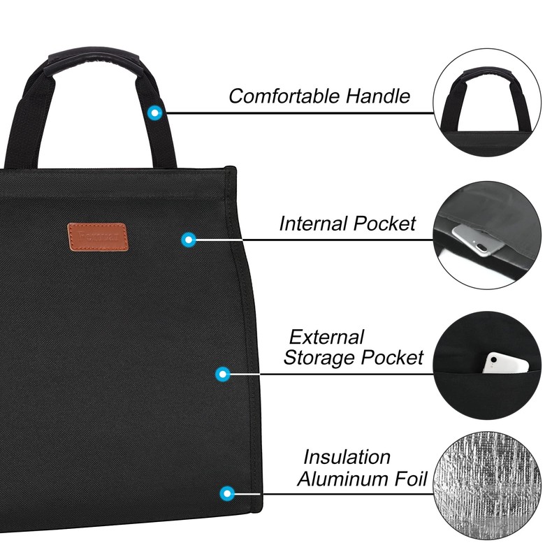 Lunch Bags for Women Insulated Reusable Lunch Tote with Internal