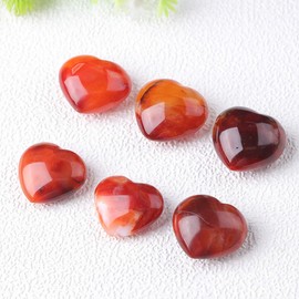 Erliway 1.77" Natural Heart Healing Crystals, Red Agate Heart Love Shaped Crystal Stones, Polished Heart Shaped Palm Stone for Chakra Reiki Balancing Therapy Meditation Home Decoration