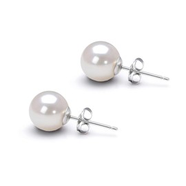 Japanese Akoya Cultured Pearl Earrings Stud AAA Graded 7mm White Stud Earrings for Women with Sterling Silver Settings and Jewelry Gift Box - Orien Jewelry