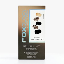 Foxology Vegan And Cruelty Free Semi Cured Gel Nail Strip Kit Includes 30 Nail Strips, Alcohol Free Nourishing Prep Pad, A Gel Top Coat, A Wooden Cuticle Stick, Nail File - LOVELY LEOPARD