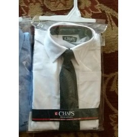 Chaps NEW CHAPS Boys 2pc White Longsleeve Shirt & Black Dot Tie Set - Sz 6