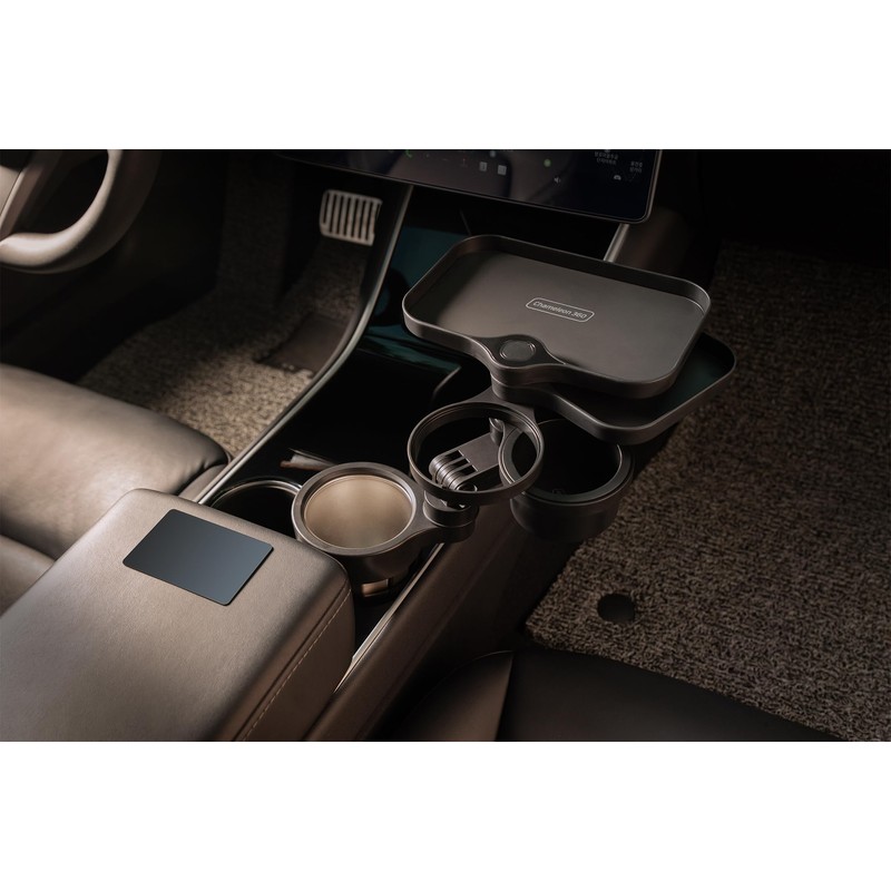 Chameleon360 Insulated Car Cup Holder with Food Table Tray