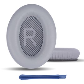 Professional Replacement Ear Pads Cushions, Proxima Direct Earpads for Bose QuietComfort 35 / QC35 & QC35ii,Quiet Comfort 35 II (Bose QC35 II) and QC45, Shaped Scrims with L and R Lettering (Silver)