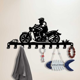 SUPERDANT Motorcyclist Hooks Key Holder Motorcycle Wall Mounted Door Key Organizer for Dog Leash Motorbike Decorative Hook with Screws Art Decor for Kitchen Hat Rack Gift for Motorcyclist