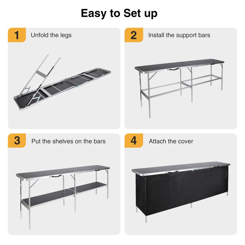 REDCAMP Portable Bar Table, Pop Up Folding Mobile Bar Bartender