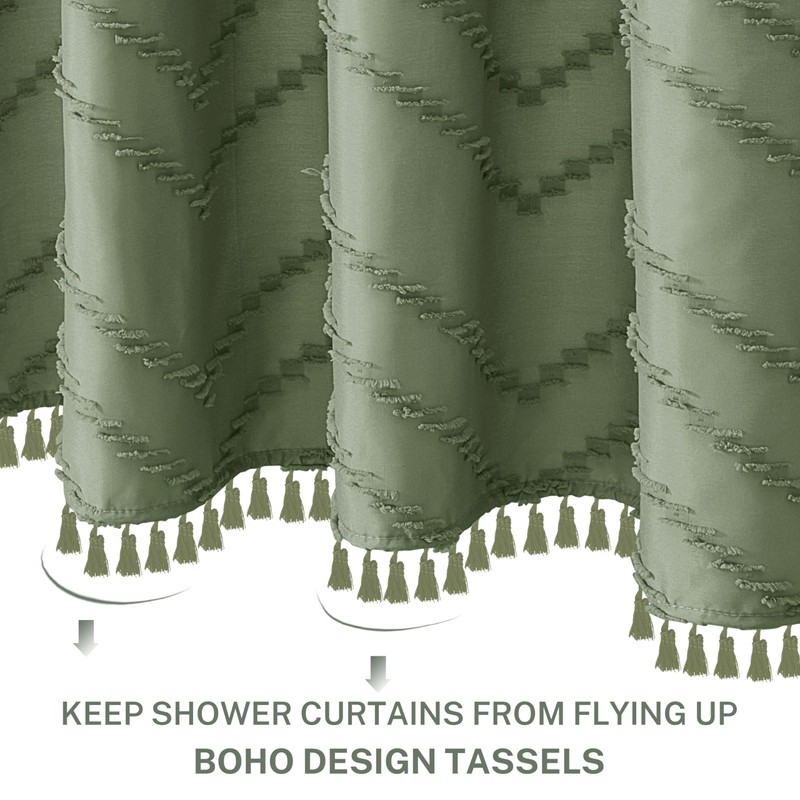 Siiluminisoy Sage Green Shower Curtain for Bathroom Boho Shower Curtain