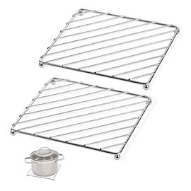 BAOWUABJ 2 Pack Trivets for Kitchen Worktops - Stainless Steel Heat Resistant Mat for Hot Pans and Pots, Multipurpose Kitchen Worktop Protector (18.5x18.5cm)