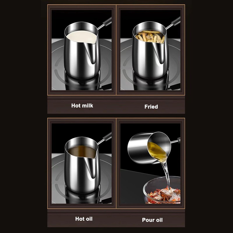 Coffee Milk Frothing Pitcher Cup 304 Stainless Steel Long Handle
