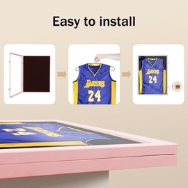 Large Jersey Frame Display Case, Sturdy and Durable Shadow Box Display Case, XL Sport Jersey Case w/ 99% UV Protection Acrylic for Sports Jerseys Football Baseball Basketball Hockey Reward (Pink)