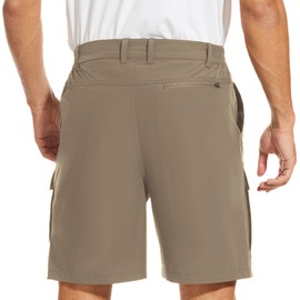 NATUVENIX Hiking Shorts for Men Stretch Lightweight Fishing Shorts Men Quick Dry Cargo Work Shorts Casual Mens Shorts Summer Khaki
