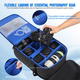 GOTECH Camera Backpack,Camera Bag for Photographer Professional DSLR/SLR Mirrorless Camera Cases,Fit 15.6 inch Laptop Compartment,Travel Photography Backpack