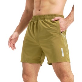 Apprivoise-moi - Pantalones cortos deportivos para hombre, de secado rápido, 7 pulgadas, 5 pulgadas, ligeros, sin forro, Verde (Army-green), Small