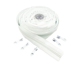 WKXFJJWZC 10 Metres (10.8 Yards) 5# Long Nylon Spiral Zipper with 20 Zipper Sliders for DIY Sewing Clothing Accessories (20 Colours) (White)