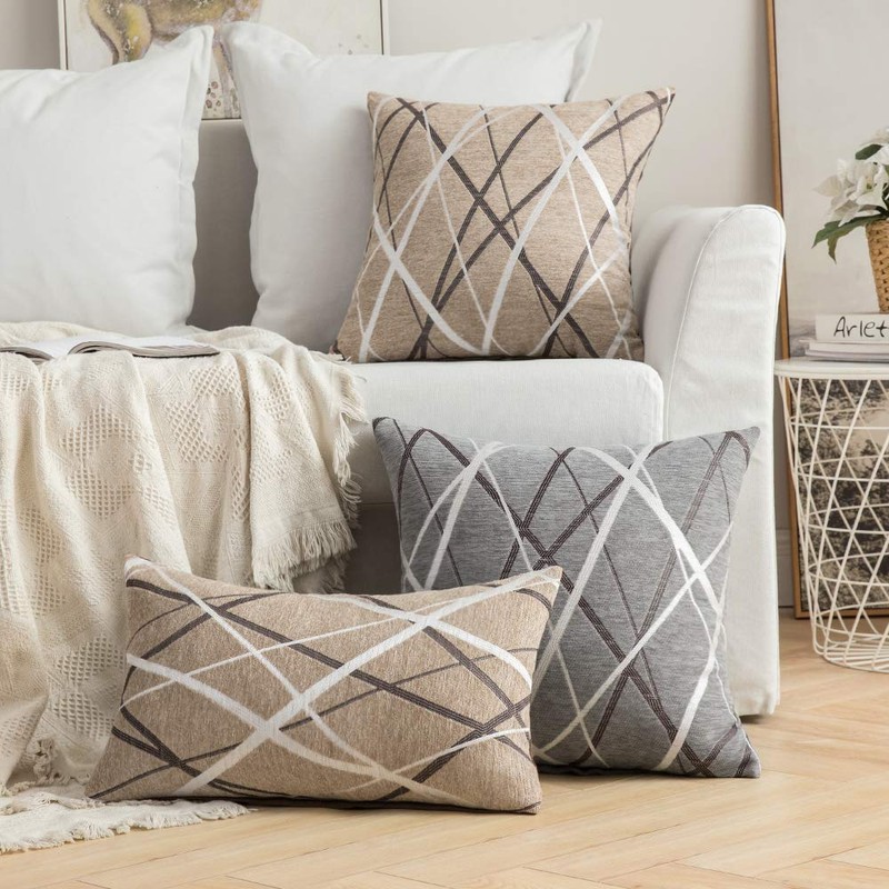 MIULEE Set of 2 Cushion Covers Decorative Chenille Cosy Modern